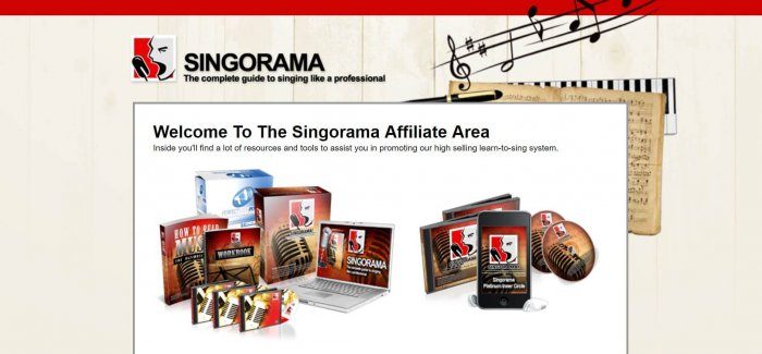 screenshot of the affiliate sign up page for Singorama