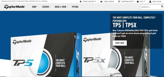 screenshot of the affiliate sign up page for TaylorMade