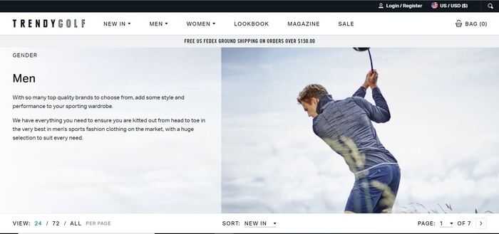 screenshot of the affiliate sign up page for TrendyGolf