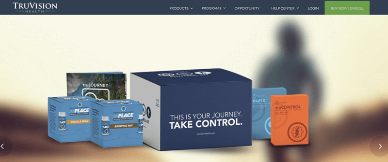 TruVision Health website screenshot showing various products from the company. 