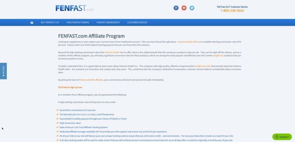 fenfast.com affiliate program screenshot