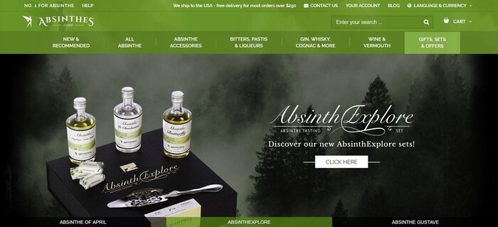 screenshot of the affiliate sign up page for Absinthes.com