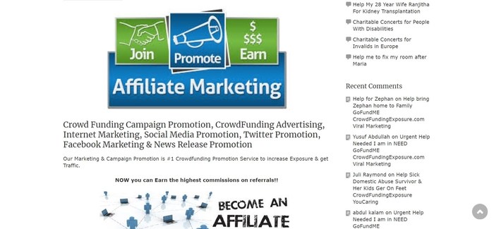 screenshot of the affiliate sign up page for Crowd Funding Exposure