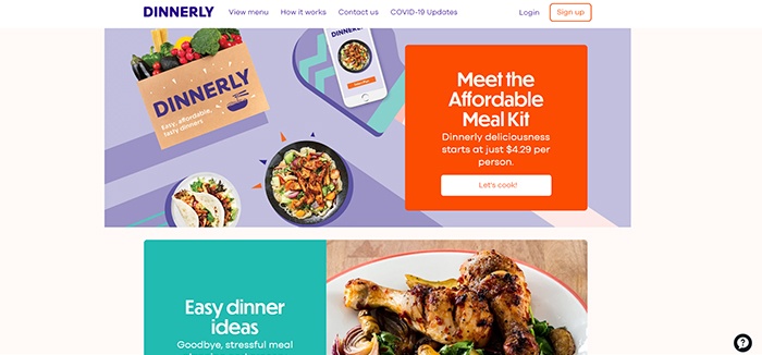 screenshot of Dinnerly Affiliate Program page