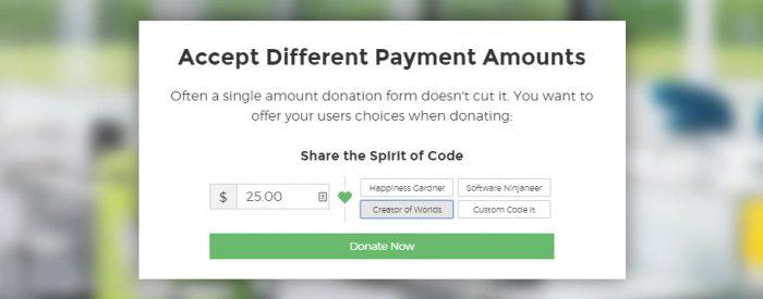 Give WP | One More Cup of Coffee A donation box with a field available for the donor to state the amount that they wish to donate.