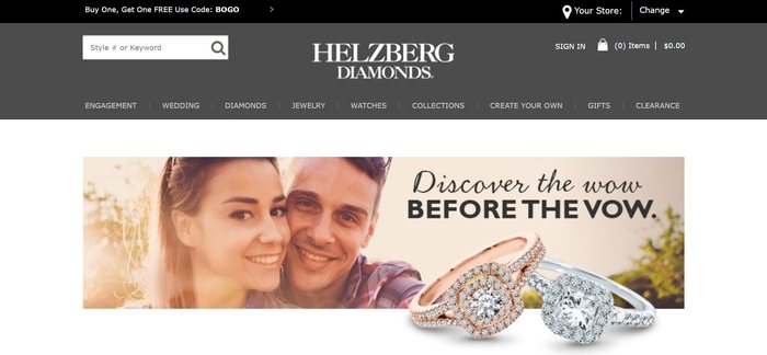 screenshot of the affiliate sign up page for Helzberg Diamonds