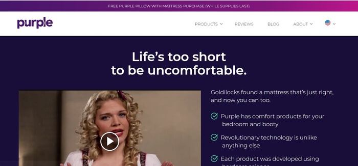 screenshot of the affiliate sign up page for Purple