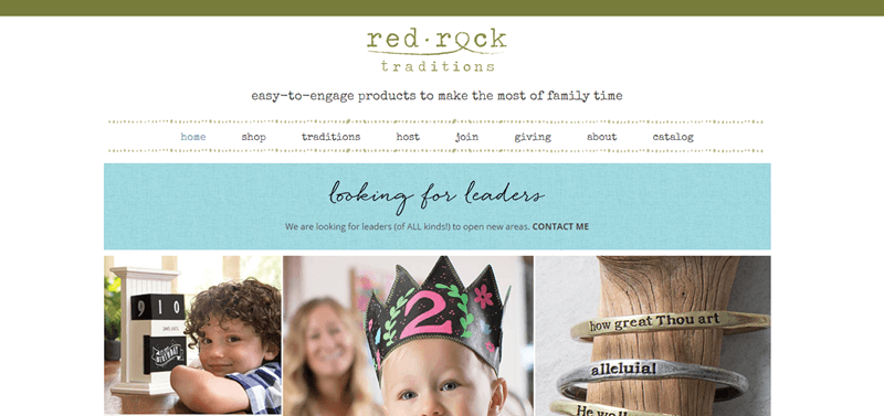 Red Rock Traditions website screenshot featuring two young boys and a set of bracelets. 