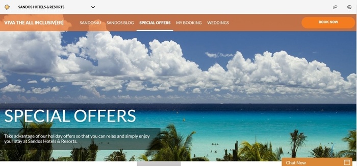 screenshot of the affiliate sign up page for Sandos Hotels and Resorts