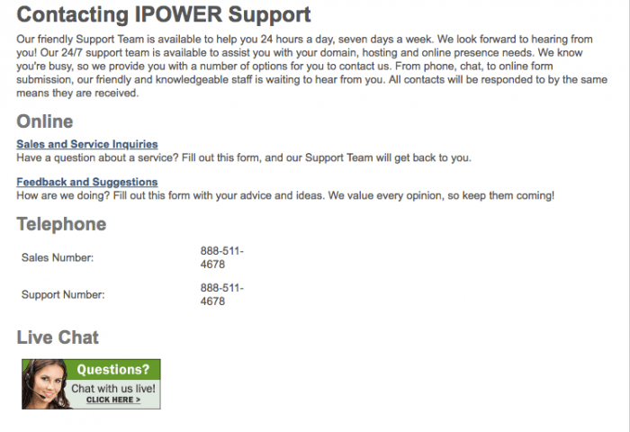 Support page with links to feedback and sales inquiries, but those links go nowhere