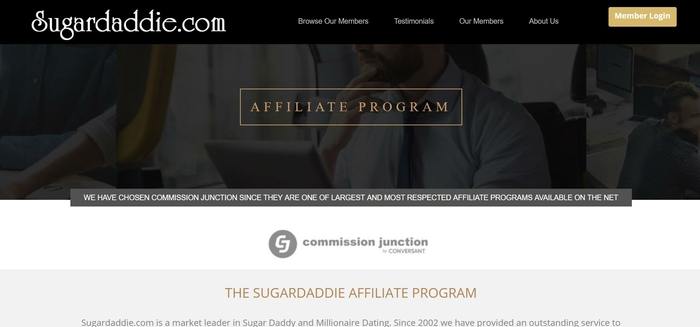 screenshot of the affiliate sign up page for Sugardaddie.com