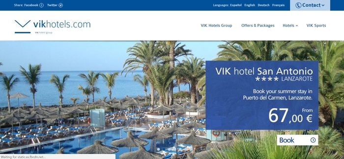 screenshot of the affiliate sign up page for Vik Hotels