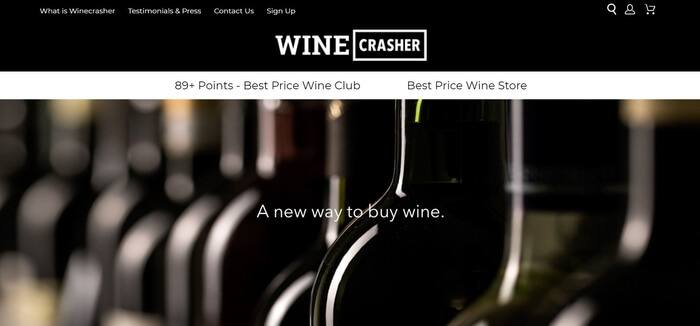 screenshot of the affiliate sign up page for Winecrasher