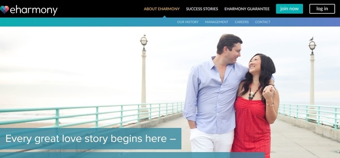 screenshot of the affiliate sign up page for eHarmony