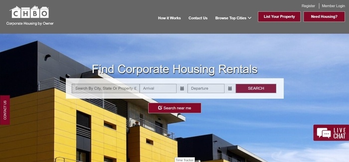 screenshot of the affiliate sign up page for Corporate Housing By Owner