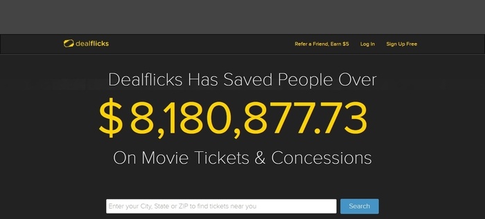 screenshot of the affiliate sign up page for Dealflicks