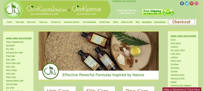 screenshot of the affiliate sign up page for Just Natural Products