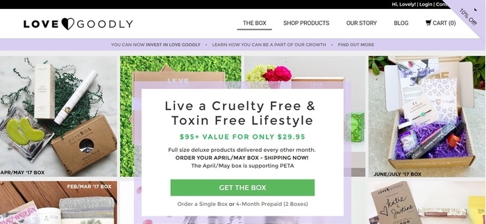 screenshot of the affiliate sign up page for LOVE GOODLY