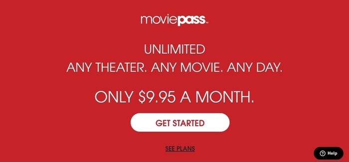 screenshot of the affiliate sign up page for MoviePass