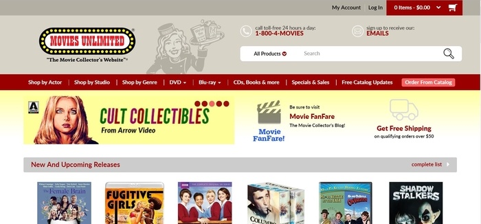 screenshot of the affiliate sign up page for Movies Unlimited