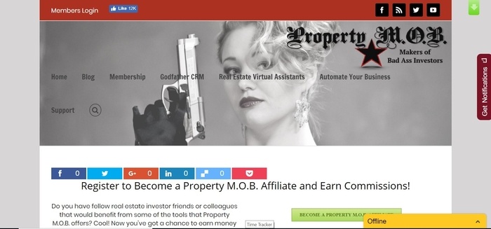 screenshot of the affiliate sign up page for Property M.O.B.