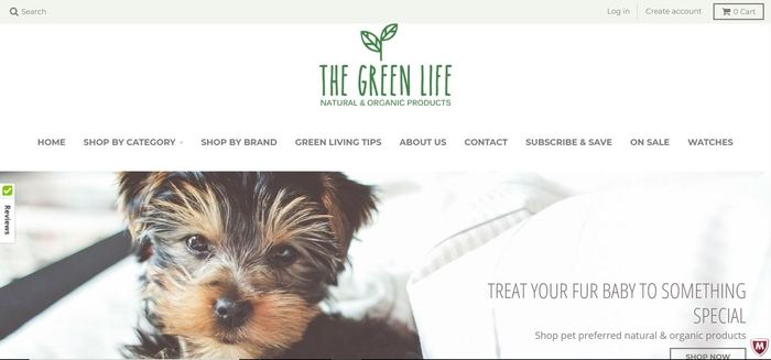 screenshot of the affiliate sign up page for The Green Life