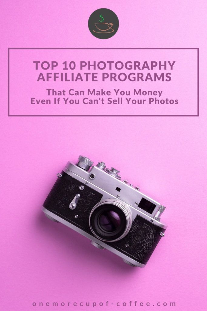 camera in magenta background with text on top 