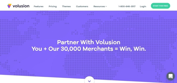 screenshot of the affiliate sign up page for Volusion