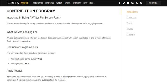 Write For Screen Rant