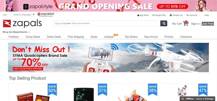 screenshot of the affiliate sign up page for Zapals
