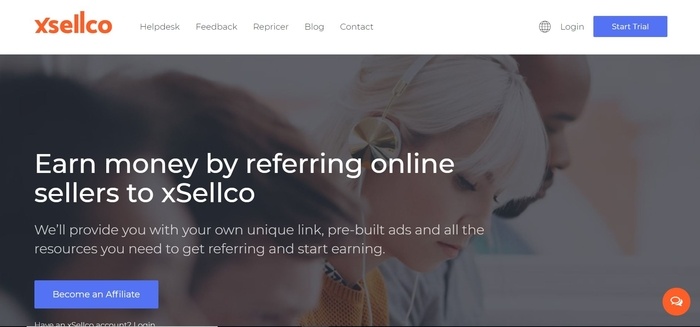 screenshot of the affiliate sign up page for xSellco