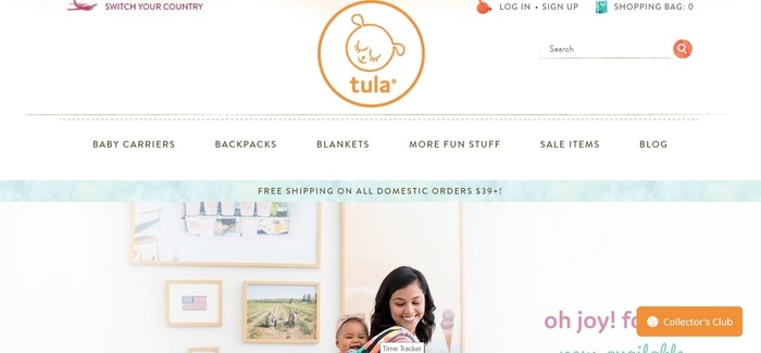 screenshot of the affiliate sign up page for Baby Tula