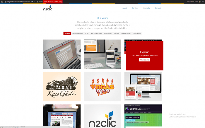 Behance | One More Cup of Coffee The website's "Our Work" page showing a grid display of various images. At the top of that are category links.