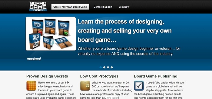 screenshot of the affiliate sign up page for Board Game Creation