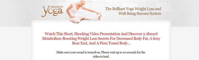 Brilliant Yoga website screenshot showing a young woman in white stretching. 