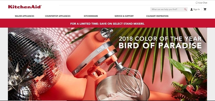 screenshot of the affiliate sign up page for KitchenAid.com