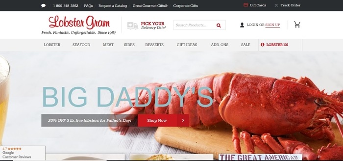 screenshot of the affiliate sign up page for Lobster Gram