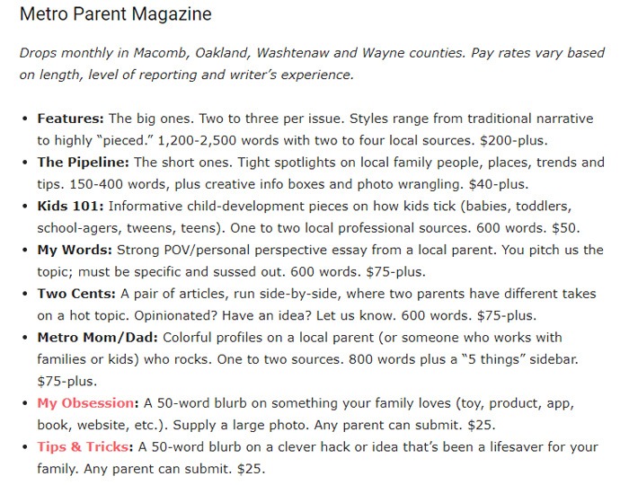 MetroParent Writer Guidelines