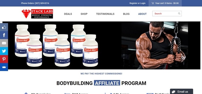 screenshot of the affiliate sign up page for Stack Labs