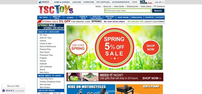 screenshot of the affiliate sign up page for TSCToys