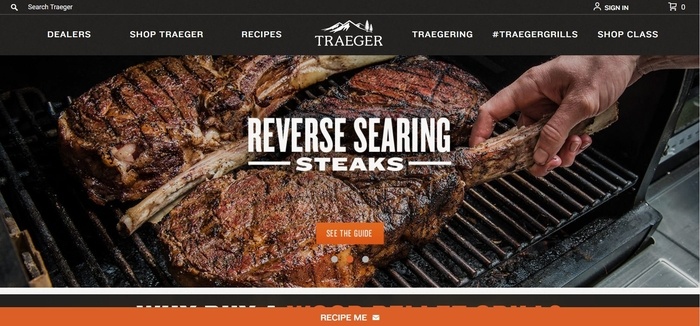 screenshot of the affiliate sign up page for Traeger Grills