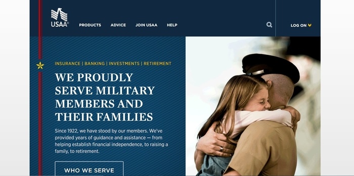 screenshot of the affiliate sign up page for USAA