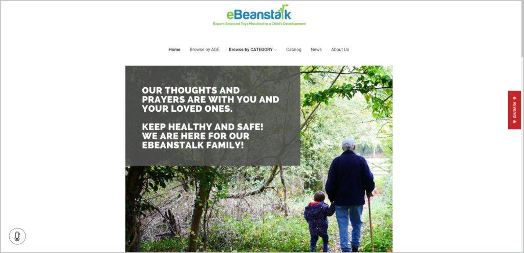 screenshot of eBeanstalk web page