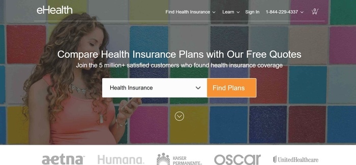 screenshot of the affiliate sign up page for eHealthInsurance