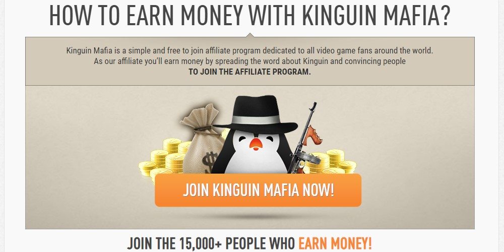 kinguin affiliate sign up page