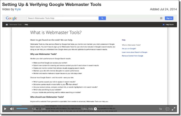 setting up webmaster tools