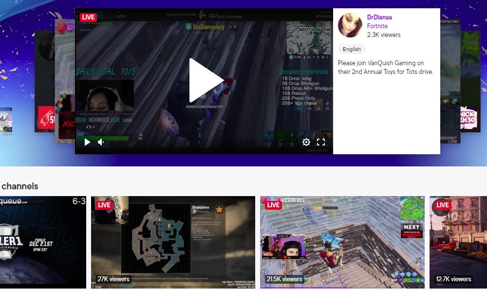 twitch home page