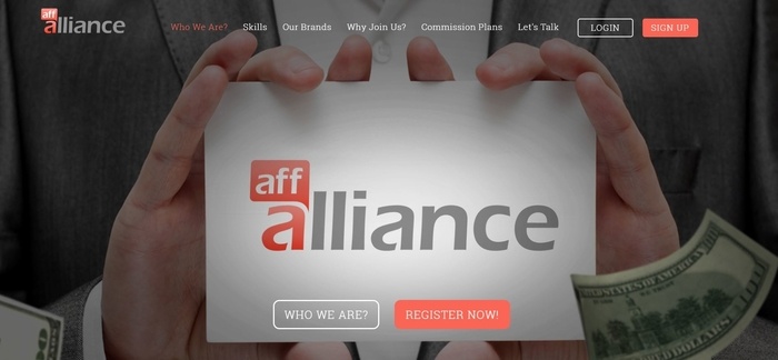 screenshot of the affiliate sign up page for AffAlliance