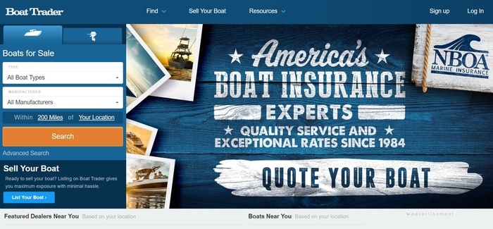screenshot of the affiliate sign up page for Boat Trader