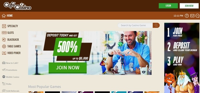 screenshot of the affiliate sign up page for Cafe Casino